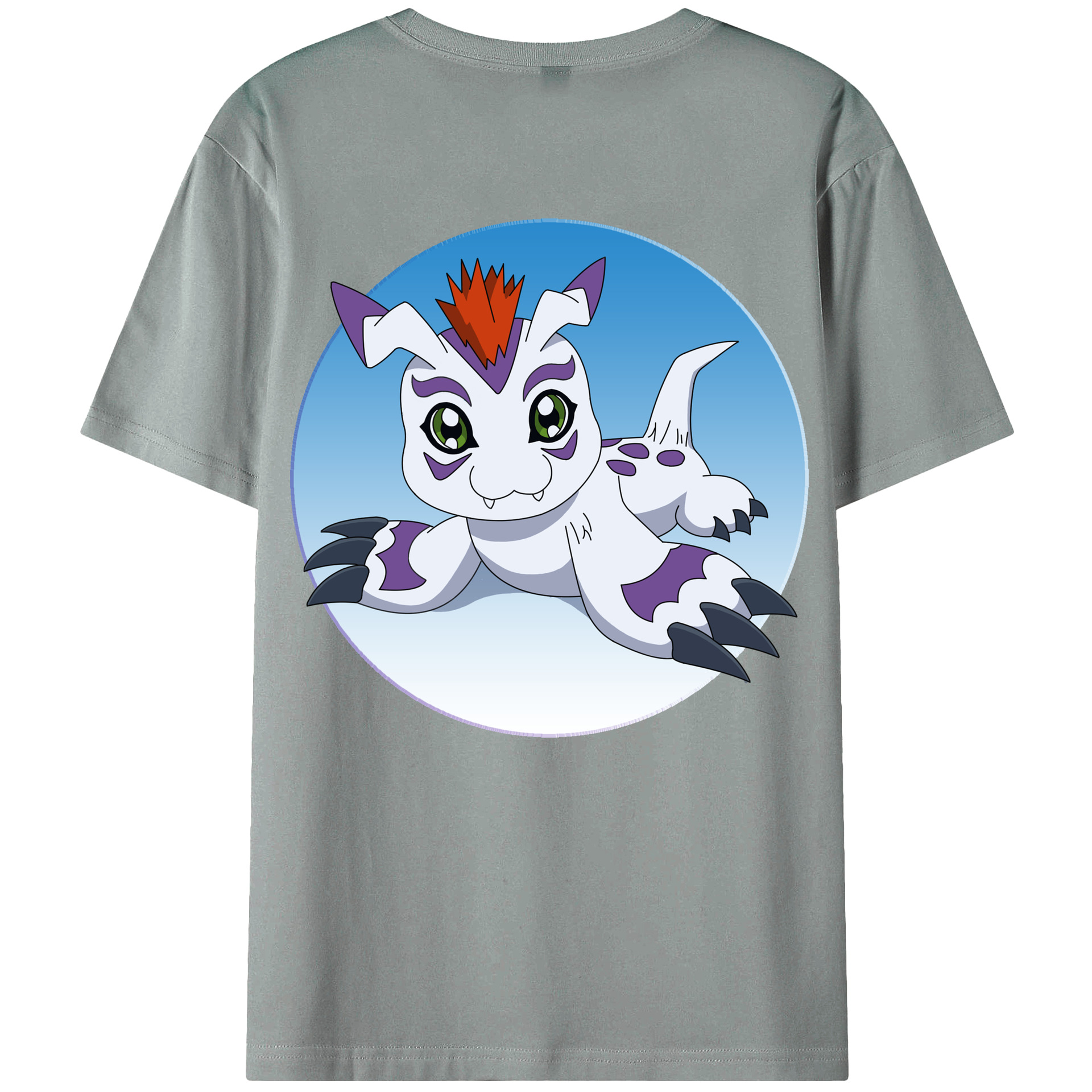 （画像用） Digimon デジタルモンスター/デジモン 綿100％ メンズ半袖Tシャツ（バックプリント） 通気性